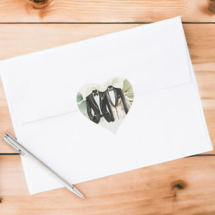 Sticker Cœur Elégant Mariage gay deux pièces en costume