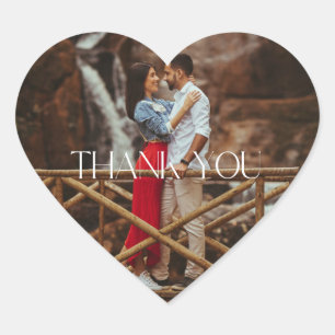 Sticker Cœur Élégant Mariage photo Merci Favoriser les autocoll