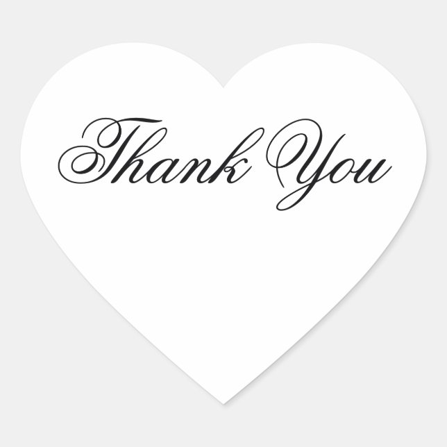 Sticker Cœur Elégant Merci Mariage blanc et noir (Devant)