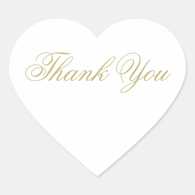 Sticker Cœur Elégant Merci Mariage blanc et or (Devant)