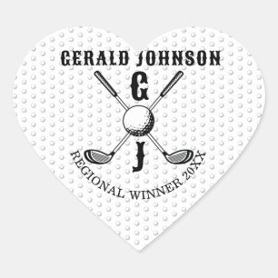 Sticker Cœur Élégant minimaliste Golf Monogramme Conception