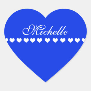 Sticker Cœur Élégant Monogramme Coeurs blancs Royal Blue