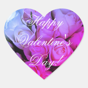 Sticker Cœur Élégant rose violet Roses Floral Joyeux Valentin