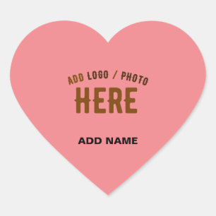 STICKER CŒUR ÉLÉGANT SAUMON ROSE PERSONNALISÉ MARQUE VÉRIFIÉE M