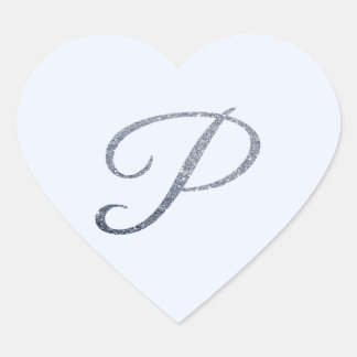 Sticker Cœur Elegant sceau enveloppe P en strass argenté   