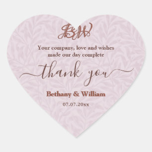 Sticker Cœur Élégant Script Couples Monogramme Merci