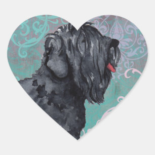 Sticker Cœur Elégant Terrier russe noir