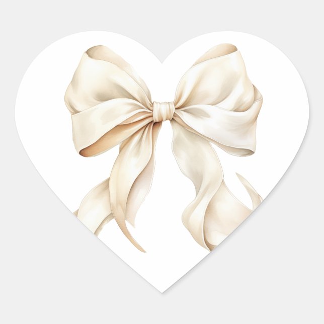 Sticker Cœur Elegant White Bow Baby Shower  (Devant)