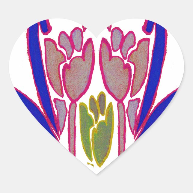 Sticker Cœur Elégante aquarelle Rose Imprimer (Devant)