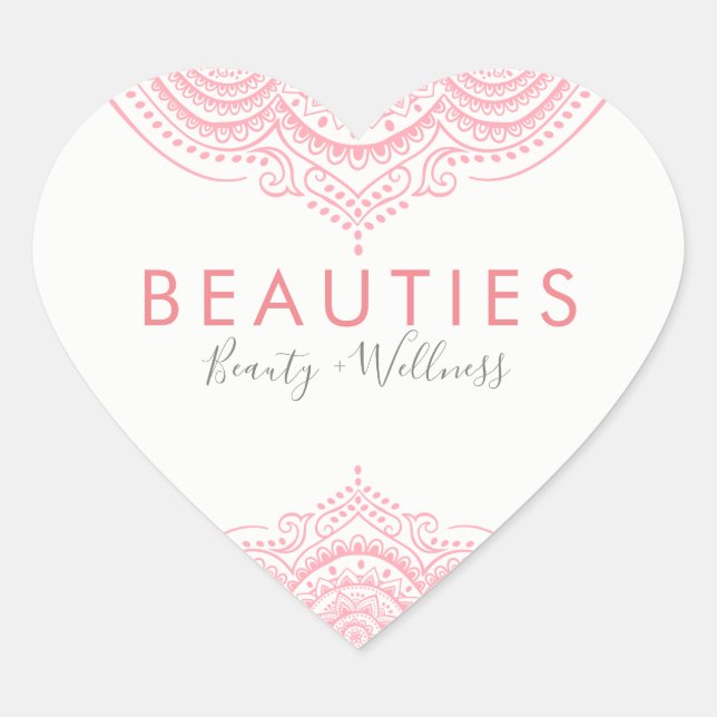 Sticker Cœur Elégante dentelle rose Ornat Paisley (Devant)