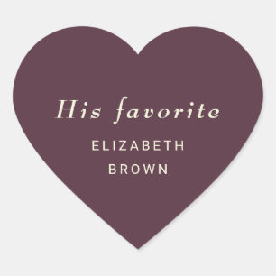 Sticker Cœur Elégante laque simple cerise, Mariage Monogramme