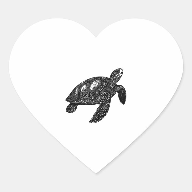 Sticker Cœur Élégante Nage Vielle tortue d'eau Copier (Devant)