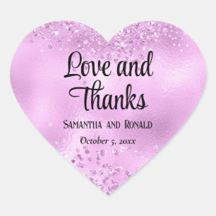 Sticker Cœur Elégante Parties scintillant Faux Lilac et Mariage