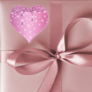 Sticker Cœur Élégante Parties scintillant rose chaud