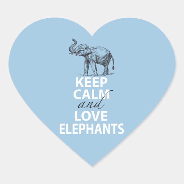 Sticker Cœur Eléphant Cadeau Gardez le calme et l'amour Eléphan (Devant)