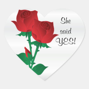 Sticker Cœur Elle a dit Oui   Roses rouges