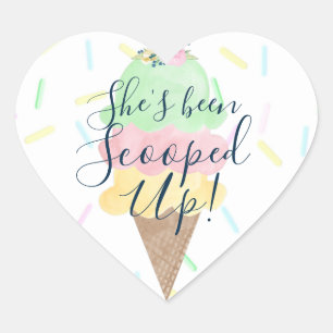 Sticker Cœur Elle a été ramassée Glace Mariage
