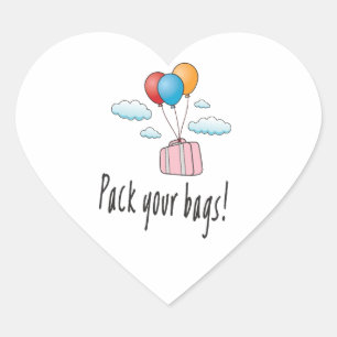 Sticker Cœur Emballez vos bagages et partons en vacances