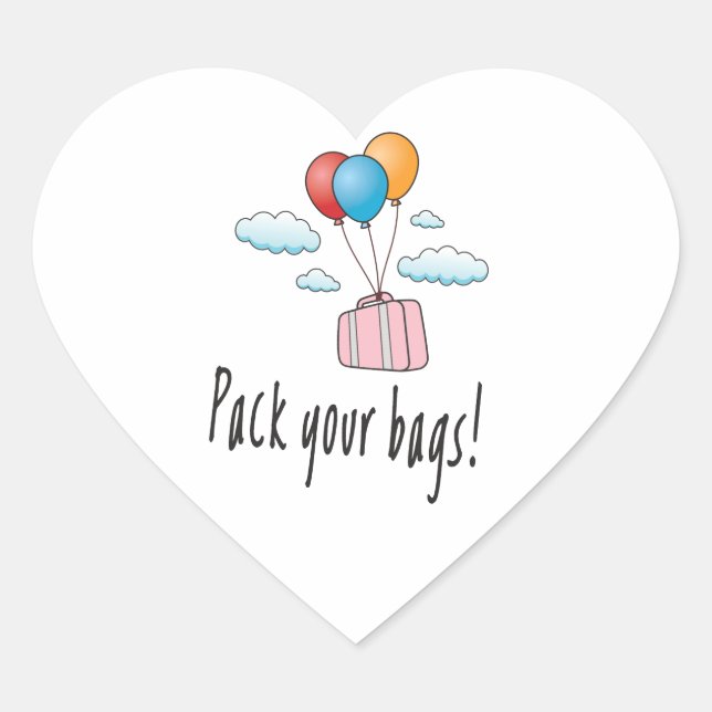 Sticker Cœur Emballez vos sacs et partons en vacances (Devant)