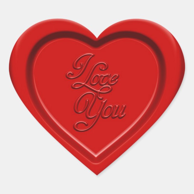 Sticker Cœur Embossé Je t'aime Coeur Rouge (Devant)
