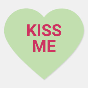Sticker Cœur Embrasse-moi vert mignon conversation de la Saint 