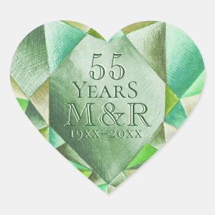 Sticker Cœur Emerald Watercolor Heart 55e anniversaire du Maria