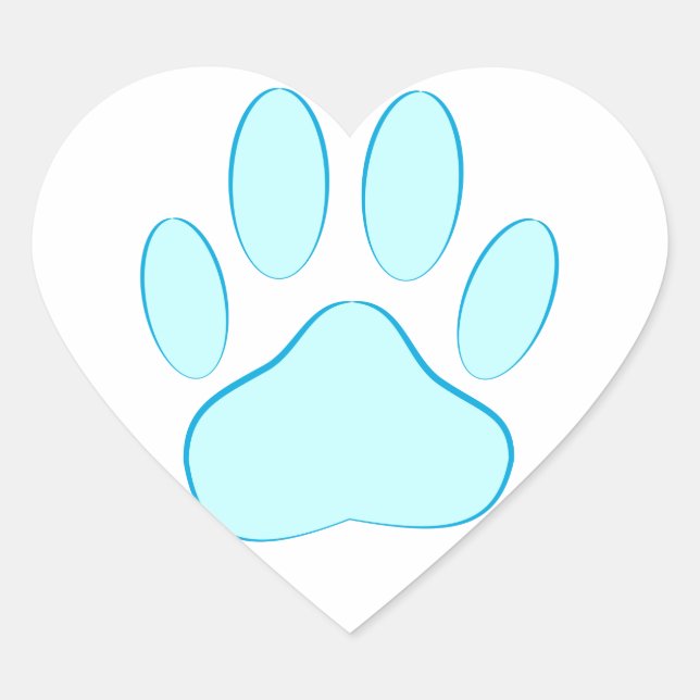 Sticker Cœur Empreinte de chien bleu bébé (Devant)
