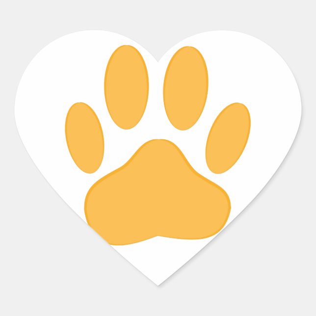 Sticker Cœur Empreinte de chien orange (Devant)
