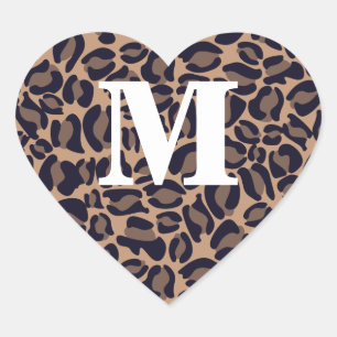 Sticker Cœur Empreinte de léopard Monogram Leopard Spots Jungle