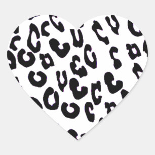 Sticker Cœur Empreinte de léopard noir et blanc