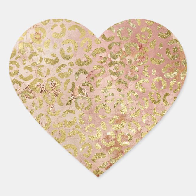 Sticker Cœur Empreinte de léopard rose Gold (Devant)