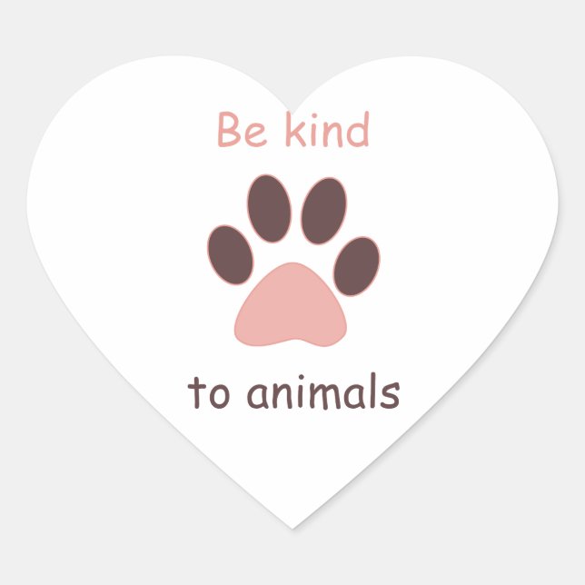 Sticker Cœur Empreinte de patte "Soyez gentil avec les animaux" (Devant)