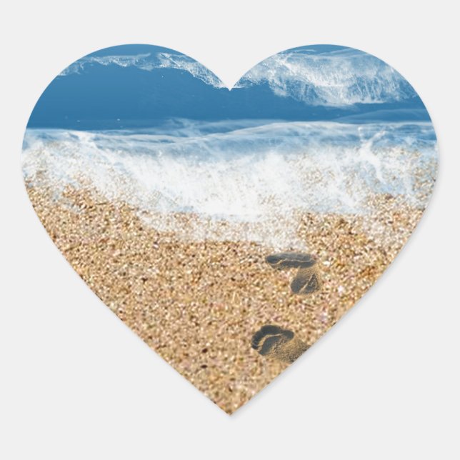 Sticker Cœur Empreintes dans le sable (Devant)