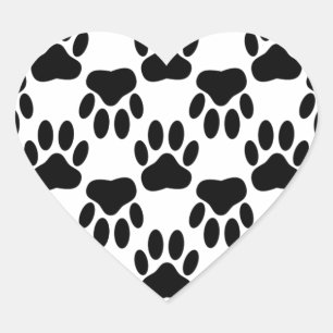 Sticker Cœur Empreintes de pattes de chiens haut et bas