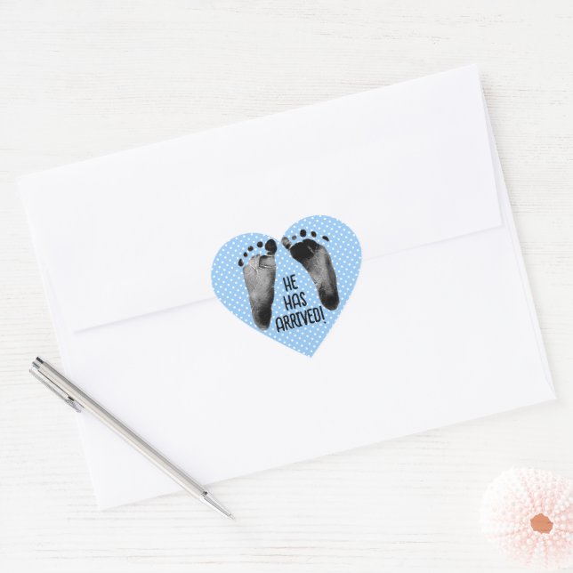 Sticker Cœur Empreintes Enfant Garçon Sur Pois (Enveloppe)