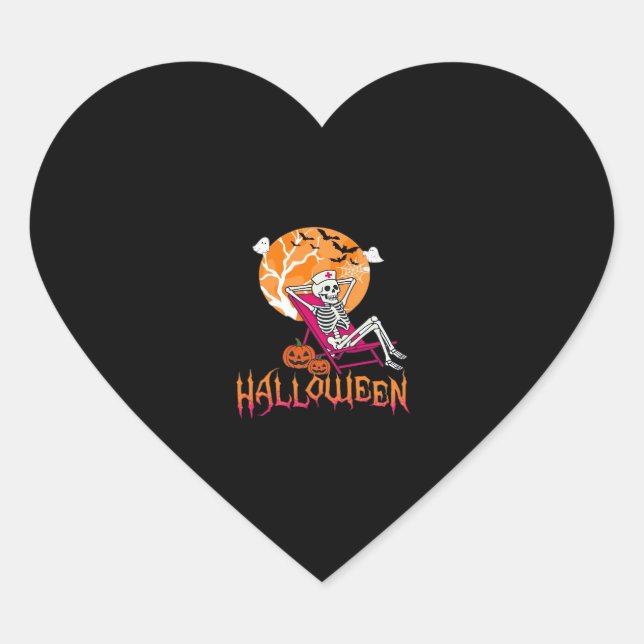 Sticker Cœur En Attente D'Halloween Infirmière D'Été Skeleton P (Devant)