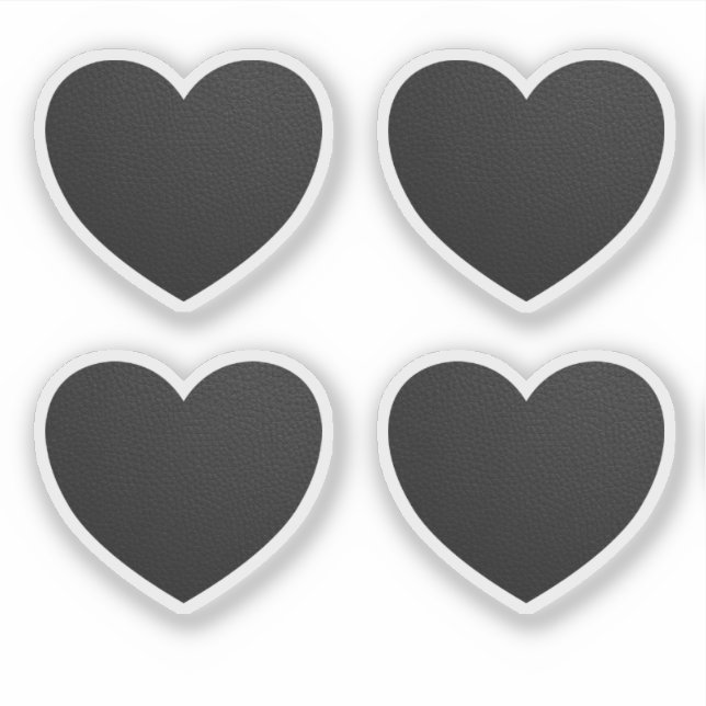 Sticker Coeur en cuir noir Saint Valentin Coupe personnali (Devant)