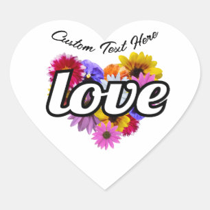 Sticker Cœur En Fleur - Amour Coeur En Forme De Bouquet Floral