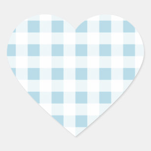 Sticker Cœur En vichy bleu pâle