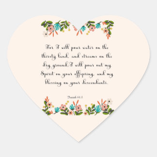 Sticker Cœur Encourager les vers bibliques Art - Ésaïe 44:3