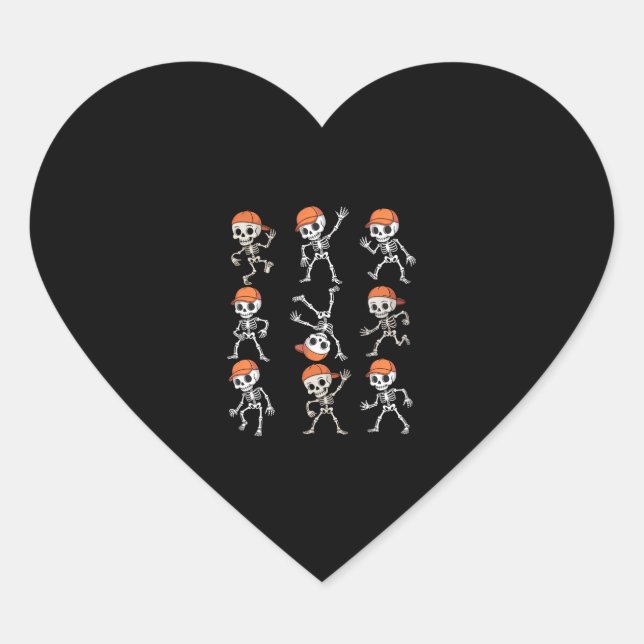 Sticker Cœur Enfants Dansant Skeleton Halloween (Devant)