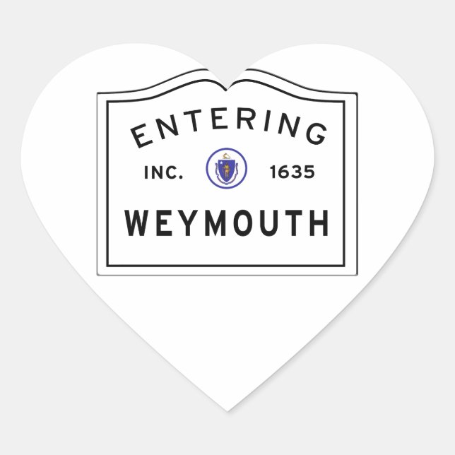 Sticker Cœur Entrer dans la ville de Weymouth mA (Devant)