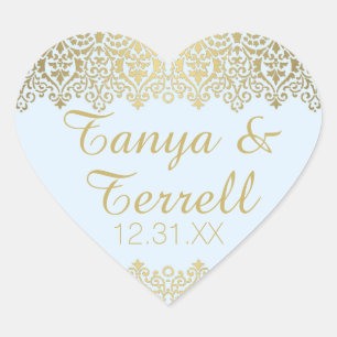 Sticker Cœur Enveloppe mariage Seals Vintage Golden Lace Élégan