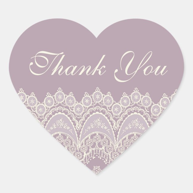 Sticker Cœur Enveloppe Mariage violet Merci (Devant)