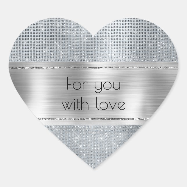 Sticker Cœur Éperche en argent glam chic (Devant)