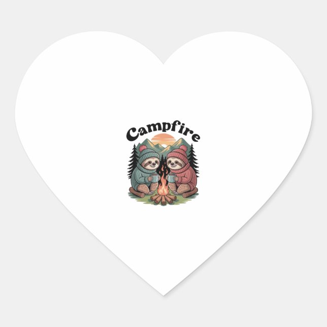 Sticker Cœur Équipe de camping Sloth Feu de camp officiel (Devant)