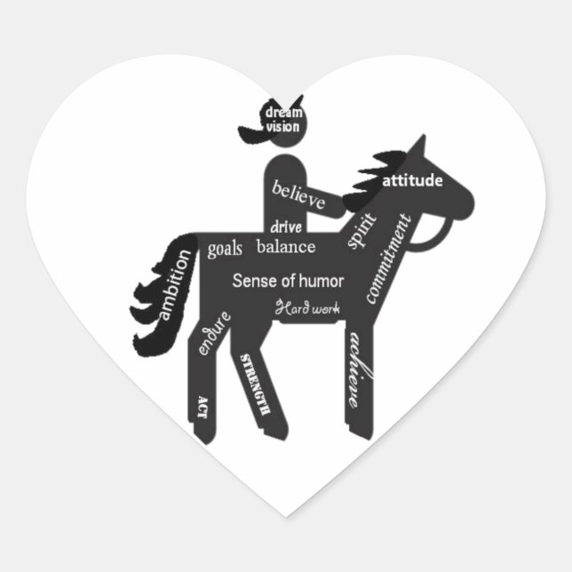 Sticker Cœur Équitation, Mots Motivationnels, Sport (Devant)