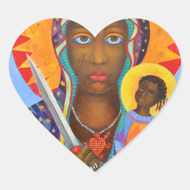 Sticker Cœur Erzulie Dantor Voodoo Amour Déesse Religion Haïti (Devant)