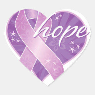 Sticker Cœur espoir en ruban violet