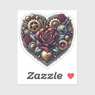 Sticker Coeur et Roses Steampunk